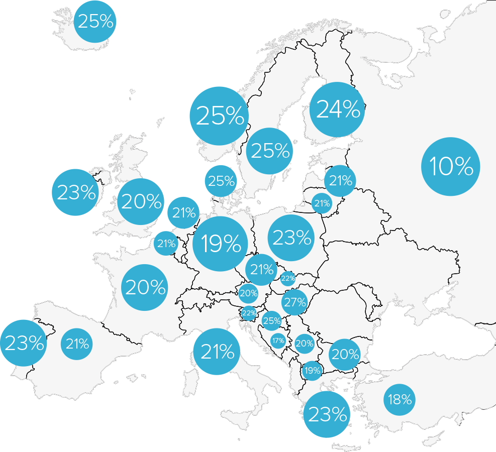 Povrat poreza PDV-a | Mapa Evrope